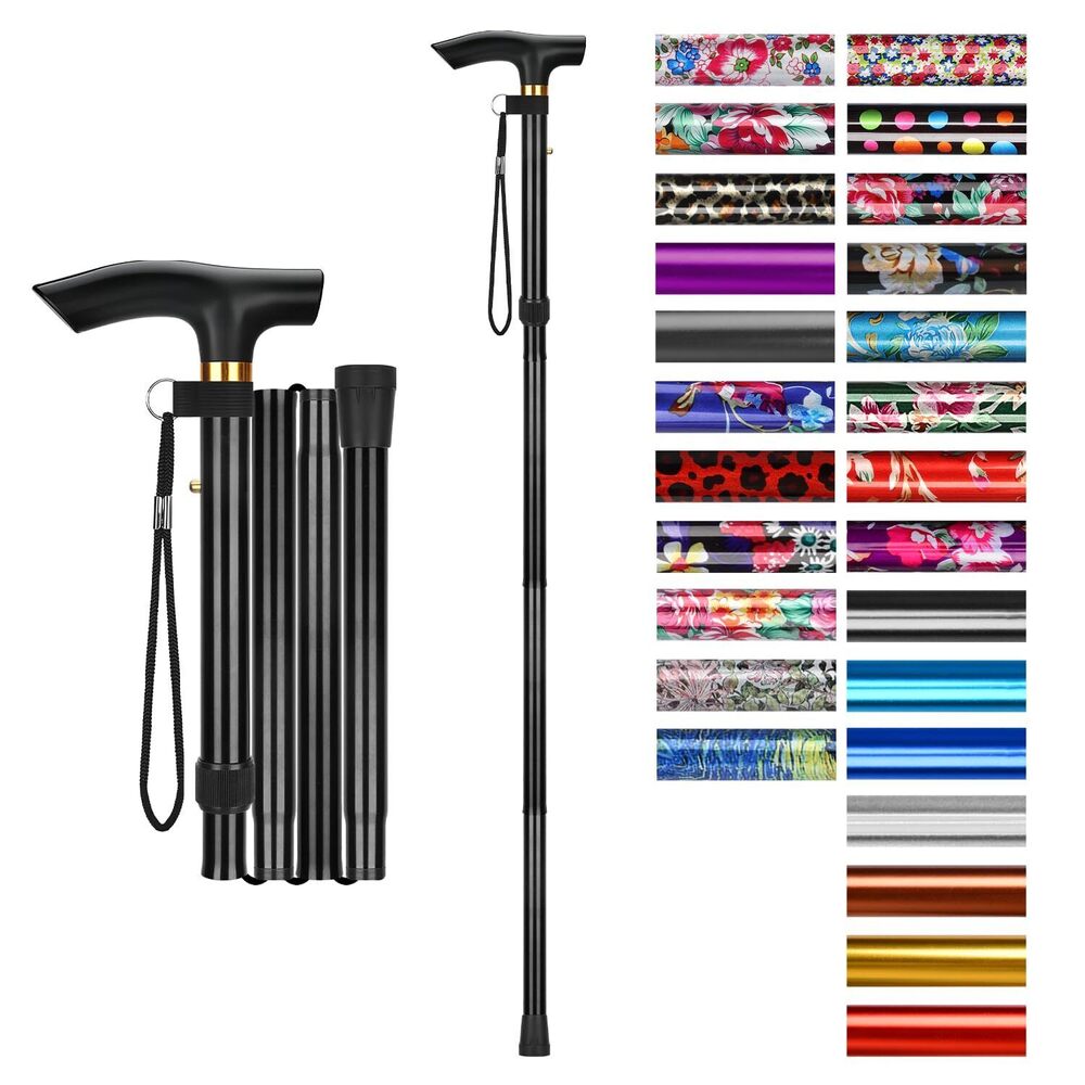 Folding Cane, 5-Level Adjustable Height Walking Stick Lightweight